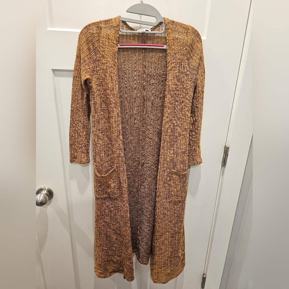 LuLaRoe Long Open Front Duster Cardigan Sweater Women’s Small Brown Knit